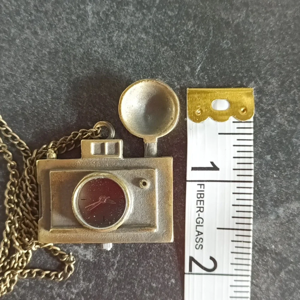 Pewter colored chain and working WATCH Camera Pendant with Intricate Details